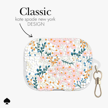 kate spade new york AirPods Pro Protective Case with Keychain Ring - Multi Floral Rose, Compatible with AirPods Pro 2nd / 1st Generation