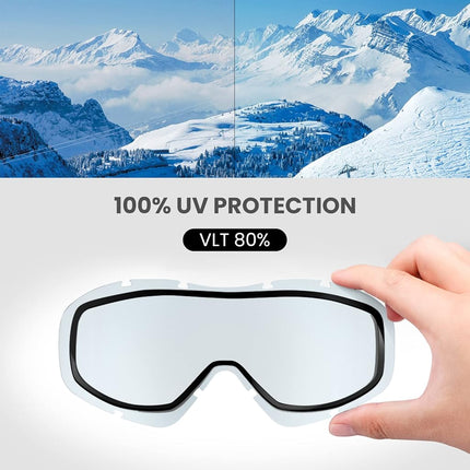 OutdoorMaster OTG Premium Unisex Ski Goggles, Anti-Fog Snowboard Mask, 100% UV Protection Ski Goggles, Ski Goggles for Men, Women, Boys and Girls (Blue VLT 80%)