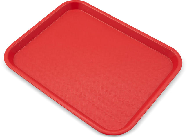 Carlisle FoodService Products Bandeja de Cafetería de Comida Rápida con Superficie Estampada para Cafeterías, Comida Rápida y Comedor, Plástico, 13.87 x 10.75 x 0.79 Pulgadas, Rojo