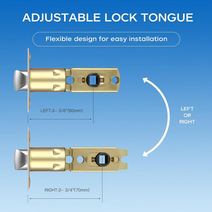 Leydebong 3 Pack Round Door Lever Privacy Door Lock Handle Keyless Lockset Door Knobs Bedroom Bathroom No Key in Gold