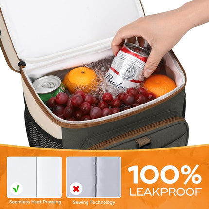 Maelstrom Lunch Box for Women, 20L Insulated Lunch Bag Men, Leakproof Double Deck Cooler Bag, Soft Lunch Cooler with Quick Access Flip-Top Lid