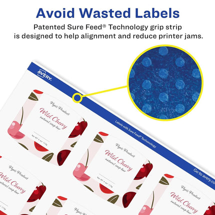 Avery Glossy Clear Arched Square Labels with Sure Feed, 2" x 2-3/16", 1,200 Glossy Clear Labels, Print-to-The-Edge, Laser/Inkjet Printable Labels