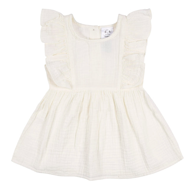 Gerber set de 2 piezas de vestido y cubrepañal para bebé niña, color marfil, talla 4T