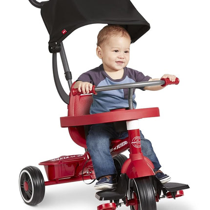 Radio Flyer Pedal & Push 4-in-1 Stroll ' N Trike®, Red Tricycle, for Toddlers Ages 1-5 (Amazon Exclusive), Toddler Bike