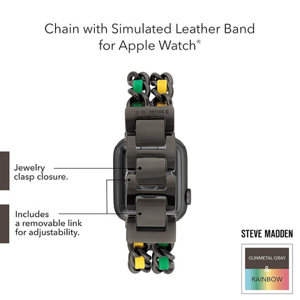 Steve Madden Fashion Chain Bracelet for Apple Watch, Black/Multi, 42mm (Series 10) & 38/40/41mm, Bracelet