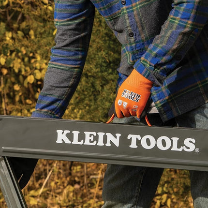 Klein Tools 60835 Gants de travail d'hiver, tricotés enduits, résistants aux coupures ANSI A1, enduits de latex sablé, doublés en polaire, compatibles écran tactile, taille M