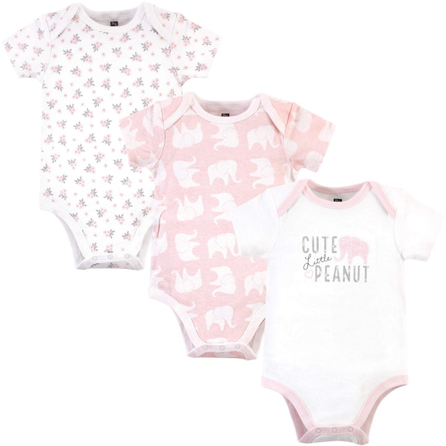 Hudson Baby Baby Cotton Bodysuits, Pink Elephant, 