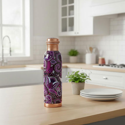 PRURA Copper Water Bottle - Leak Proof Ayurvedic Drinkware Copper Vessel for Sports, Gym, Outdoors, Yoga