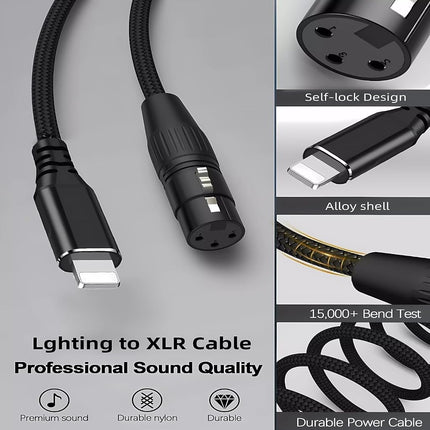 NCGGY USB Microphone Cable,Upgraded XLR to USB-A Cable with 24bit/96KHz XLR Recording Cable for Podcasting Recording,Mic Adapter for PC, Laptop-2M/6FT