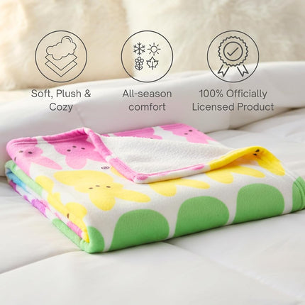 Peeps Easter Fluffy Throw 46 in x 60 in – Soft Plush Lightweight Blanket for Couch, Bed & Travel - Easter Basket Stuffer (100% Officially Licensed Product) by Franco Collectibles