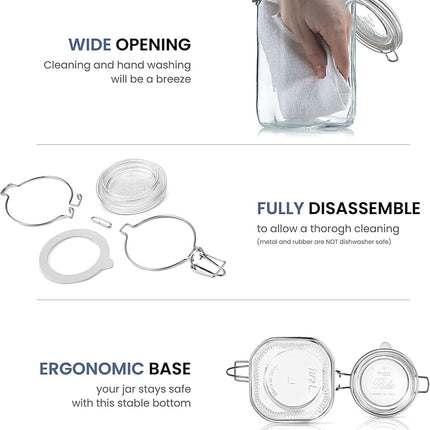 BORMIOLI ROCCO 418330F27321990 Fido Square Jar, 67.75 oz, Clear