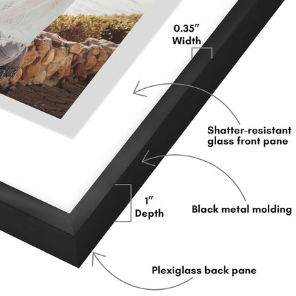 Americanflat Aluminum 11x14 Floating Picture Frame in Black - Use as 11x14 Picture Frame or 8x10 Floating Frame - Photo Frame with Slim Metal Molding and Polished Plexiglass with Hanging Hardware