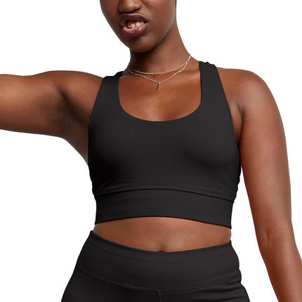Hanes Women's Originals Bralette, Pullover Cotton Longline Bra with Moderate Support Sports, Opaque, Black, XL