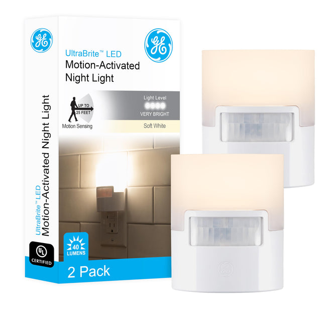 GE Ultrabrite LED Night Light, 2 Pack, Motion Sens