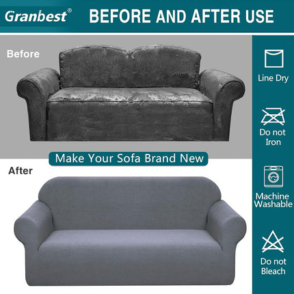Granbest Premium Water Repellent Sofa Cover High Stretch Couch Slipcover Super Soft Fabric Couch Cover (Light Gray, X-Large)