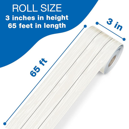 Carson Dellosa Farmhouse 65Ft of White Wood Grain Bulletin Board Borders, 1 Roll of Rustic Trim for Rolling Whiteboard, Cork and Posterboard, Party, Office Decorations, and Classroom Decor