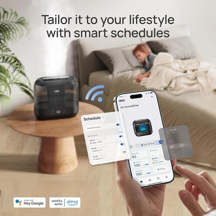 DREO Smart Humidifiers for Bedroom 4L Top Fill Wide Mist Outlet 36H Lasting
