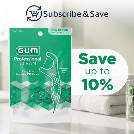 Gum Professional Clean Hilo Dental con Mango, Menta Fresca, 90 unidades (Paquete de 6)