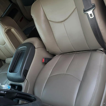 ECOTRIC Seat Bottom Cover Synthetic Leather Compatible with 2003-2007 GMC Sierra & Chevrolet Silverado 1500/2500/3500 2006-2007 Chevrolet Avalanche 1500/2500 - Medium Neutral Tan - Driver
