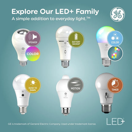 GE LED+ Battery Backup LED Light Bulbs, Emergency Light Bulb for Power Outages + Flashlight, BR30 Indoor Floodlights (3 Pack)