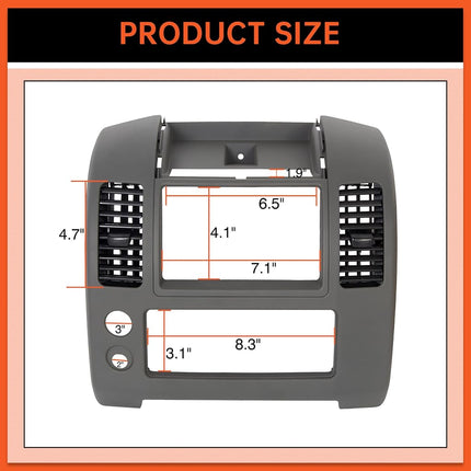 ECOTRIC Front Center Dash Console Instrument Panel Lid Bezel Dashboard Cover Gray Compatible with 2006-2016 Nissan Frontier Replacement for Part Number 68259-ZP16D