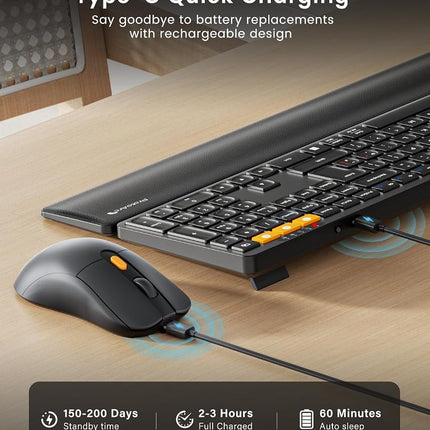 ProtoArc KM60 Bluetooth Wireless Keyboard and Mouse, Rechargeable