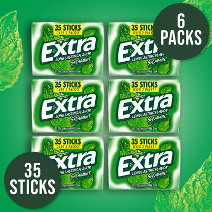 Wrigley's Extra Spearmint Chicle sin azúcar, paquete de 6 unidades de 35 chicles (210 chicles en total)