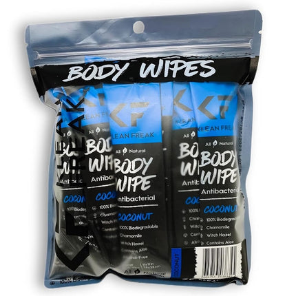 12pc Klean Freak 28x28cm Body Cleansing Wipes Disposable All Natural Coconut