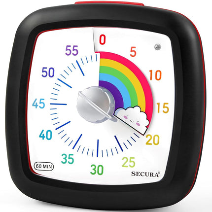 Secura 60-Minute Visual Timer, Silent Study Timer 