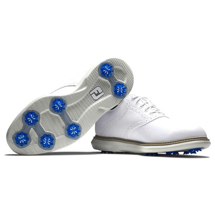 Chaussures de golf Footjoy Traditions pour homme, blanc/blanc, 11 Étroit