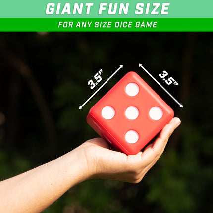 GoSports Giant 3.5 Inch Red Foam Playing Dice Set with Scoreboard, Includes 6 Dice, Dry-Erase Scoreboard and Carrying Case