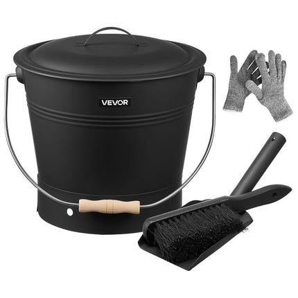 VEVOR Ash Bucket, 4 PCS with Lid, Shovel, Broom an