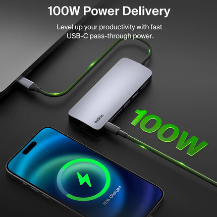 Belkin USB-C Hub 6 in 1 100W PD 4K HDMI, Ethernet & SD