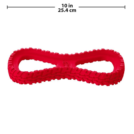 Nerf Dog Rubber Tug Dog Toy with Interactive Tire Track Texture, Lightweight, Durable and Water Resistant, for Medium/Large Breeds, Single Unit, Red