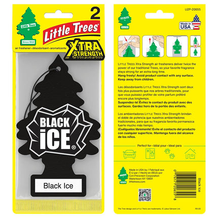 LITTLE TREES Black Ice Car Air Freshener, 24 Xtra Strength Air Fresheners with Long-Lasting Citrus, Cedarwood Scent
