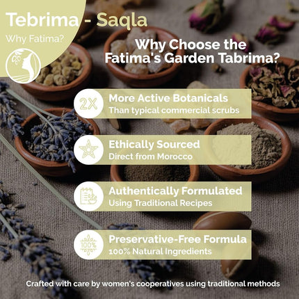 Fatima's Garden Moroccan Hammam Exfoliant - Tebrima/Soqla with Aker Fassi for Smooth, Radiant Skin - 500g