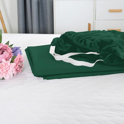 Elegant Comfort 1500 Premium Hotel Quality 18-21 Inches Deep - Extra Deep Pocket Single Fitted Sheet for High Mattress, Luxury and Softest, Smart Pocket - Wrinkle Free, Tw/Tw XL, Hunter Green