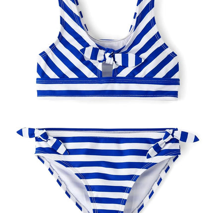 The Children's Place Maillot de bain bikini 2 pièces pour filles, rayé bleu Renew, XX-Large