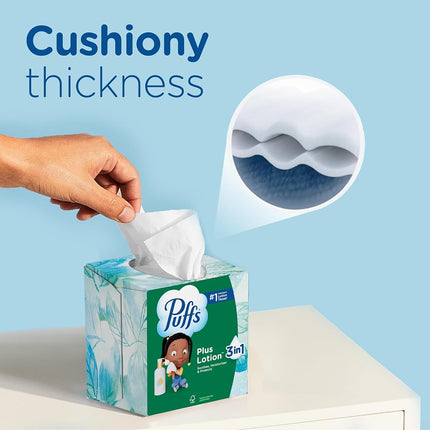 Puffs Plus Lotion Facial Tissues, 10 Cubes, 56 Tissues Per Box