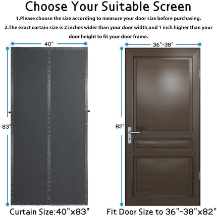 Magnetic Thermal Insulated Door Curtain,Upgraded-Fabric Durable Doorway Curtains,Temporary Door Insulation Cover Keep Warm Winter&Cool Summer,Dark Grey Fabric Door Window Insulation Kit for Winter
