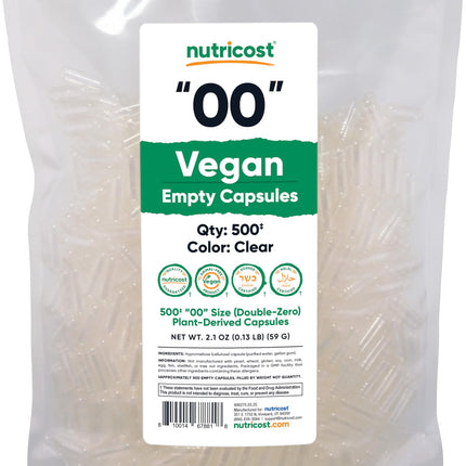 Nutricost Empty Capsules Size 00 Vegan 500 Empty C