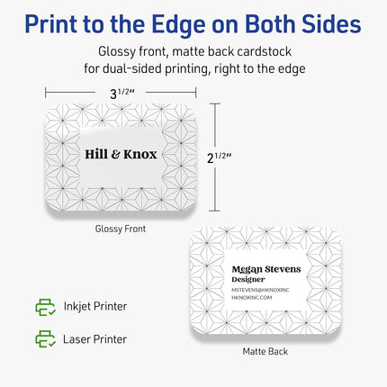 Avery Printable Rectangle Rounded Corner Business Cards, Sure Feed Technology, 2-1/2" x 3-1/2", Glossy White Cardstock, Print-To-The-Edge, Laser/Inkjet Printable, 300 Total