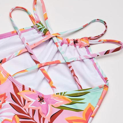 Kanu Surf - Traje de baño de una pieza tipo halter Jasmine Beach Sport para niñas, rosa arrecife de coral, 14