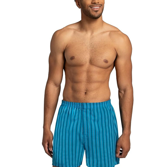 Fruit of the Loom Men's Tag-Free Boxer Shorts (Knit & Woven), Woven-6 Pack-Assorted Colors, Medium