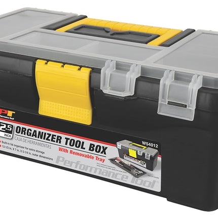 Performance Tool W54012 Plastic Tool Box with Organizer, 12.5"