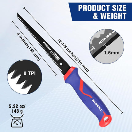 WORKPRO 150mm Triple Edge Scroll Saw for Wall Panels