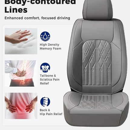 Huidasource Leather Seat Covers Full Set, Waterproof Truck Seat Cover for Sedan SUV Pickup Truck, Universal Fit for BMW for Buick for Subaru for Lexus for Volvo(Full Set/Gray)