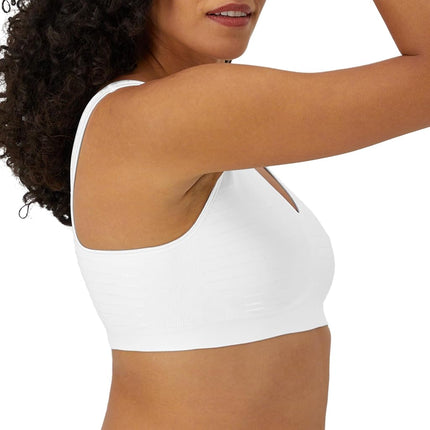 Bali Women's Wireless, Comfort Revolution Seamless Bra, ComfortFlex Fit, Moisture-Wicking, White Stripe, S