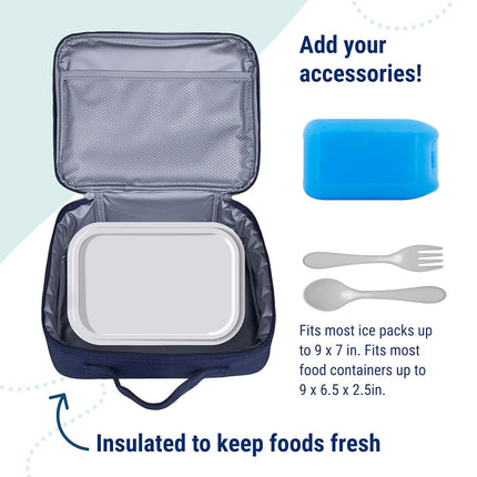 Wildkin Kids Insulated Lunch Box – Durable and Reusable for School & Travel - Rip-Stop Blue
