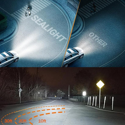 SEALIGHT H11 LED Fog Light Bulbs or DRL, 10000LM H8 H16 H11 Fog light bulb LED for Cars, 6000K Cool White H16 H8 Fog Lights, Non-polarity, Pack of 2(Only for Fog Lights or DRL)